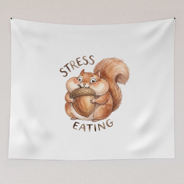 Item preview, Funny Squirrel Stress Eating Acorn Watercolor Art designed and sold by Digitalphoto4u.
