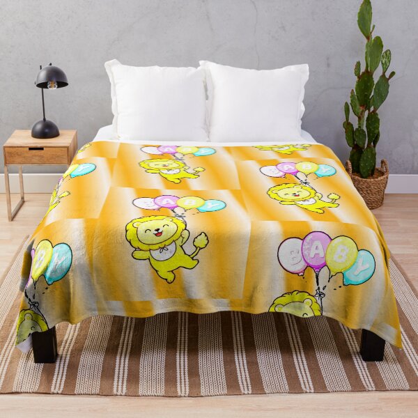 Item preview, Baby Lion with Balloons - Kawaii Yellow Lion Baby Shower designed and sold by AstronautMerch.