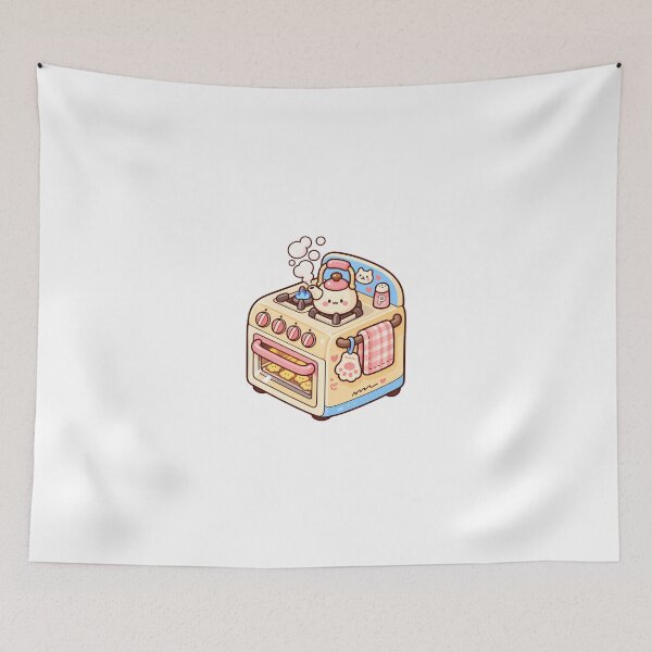 Item preview, Cute Kawaii Pastel Kitchen Stove with Teapot and Baking Cookies designed and sold by mumeaw.