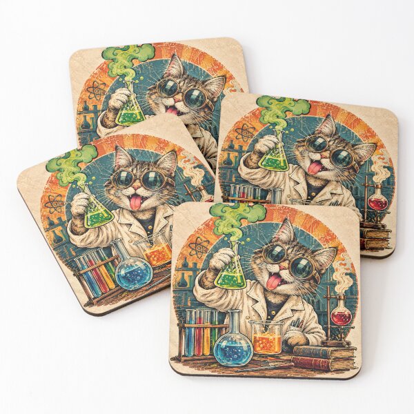 Item preview, Funny Mad Scientist Cat – Vintage Chemistry Laboratory Art designed and sold by Aayitham.