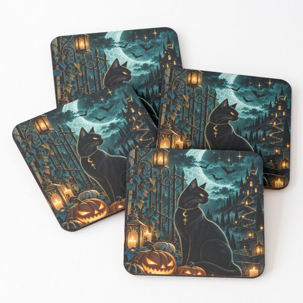 Item preview, Black Cat Halloween Blue Moon Art designed and sold by tmoca.