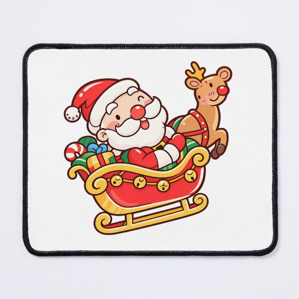 Item preview, Cute Kawaii Santa Claus Sleigh and Reindeer Christmas Cartoon designed and sold by mumeaw.
