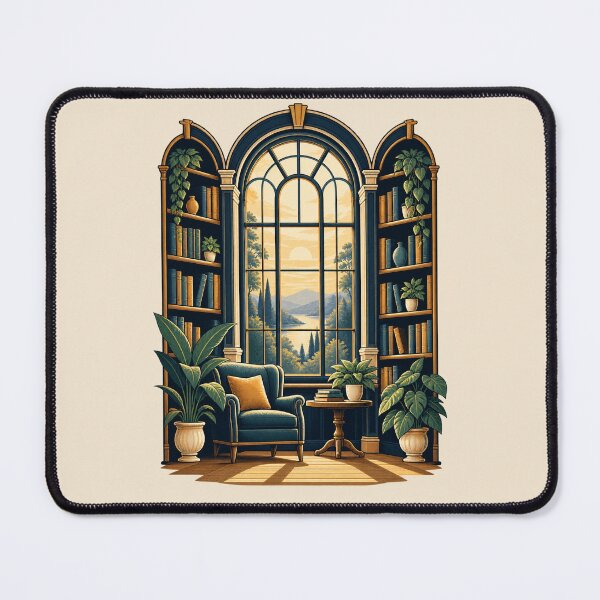 Item preview, Cozy Library Reading Nook – Arched Window Book Lover Illustration designed and sold by astersgraphics.