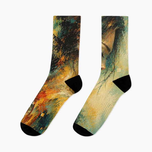 Item preview, Cascading Emotions - Abstract Portrait in Teal and Amber designed and sold by Joey Santiago.