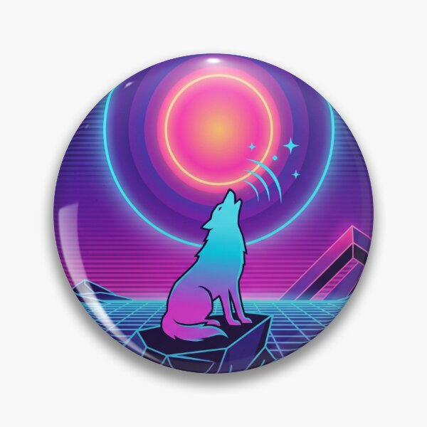 Item preview, Low-Poly Howling Wolf under a Synthwave Moon designed and sold by Thanabordee.