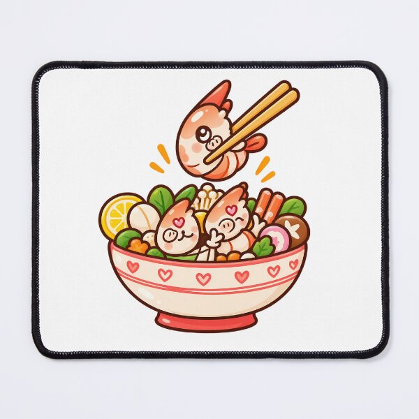 Item preview, Cute Kawaii Seafood Dumpling Bowl with Chopsticks Japanese Food designed and sold by mumeaw.