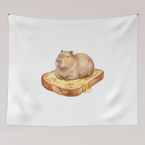 Item preview, Chill Capybara Sitting on Buttered Toast Watercolor Art designed and sold by Digitalphoto4u.