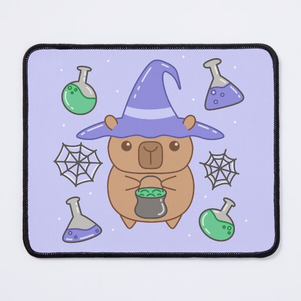 Item preview, Cute Kawaii Capybara Wearing Witch Hat Holding Cauldron designed and sold by DrawnByAllu.