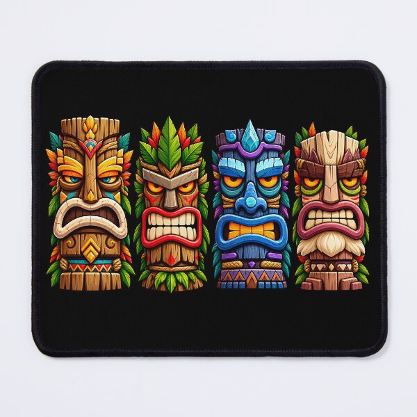 Item preview, Four Fierce Tiki Masks – Colorful Tribal Mask Collection designed and sold by Grapyziip.