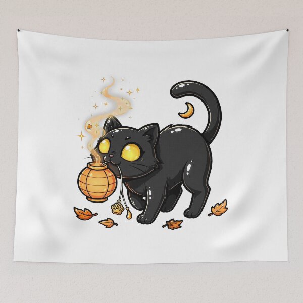 Item preview, Black Cat with Paper Lantern designed and sold by LunaGlow Studio.