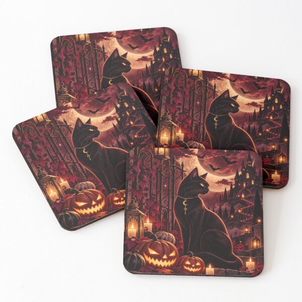 Item preview, Black Cat Halloween Red Moon Art designed and sold by tmoca.