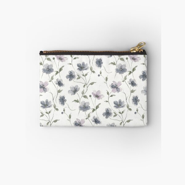 Item preview, Slate Grey and Lilac Anemone Repeat Print designed and sold by VelloomStore.