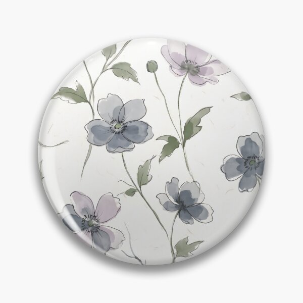 Item preview, Slate Grey and Lilac Anemone Repeat Print designed and sold by VelloomStore.