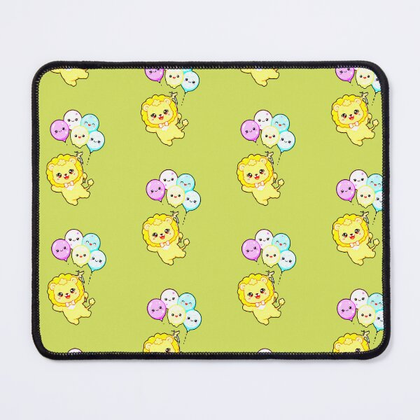 Item preview, Baby Lion with 5 Kawaii Balloons - Yellow Lion with Balloons with Faces designed and sold by AstronautMerch.