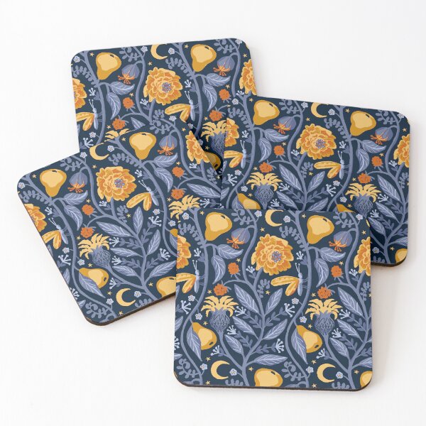 Item preview, Midnight Fruit Garden - Orange and Steel Blue designed and sold by kobyakov.