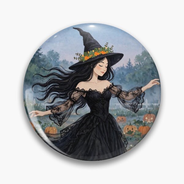 Item preview, The Witch and Her Raven Dancing in a Pumpkin Patch designed and sold by DibujandoPorfa.