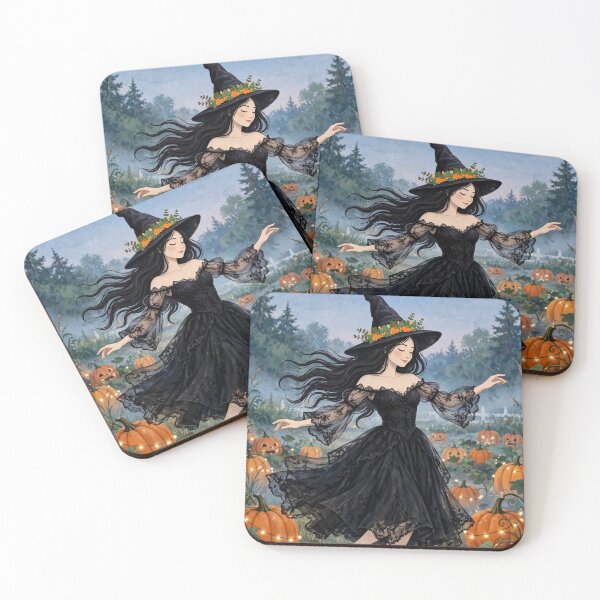 Item preview, The Witch and Her Raven Dancing in a Pumpkin Patch designed and sold by DibujandoPorfa.