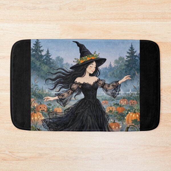 Item preview, The Witch and Her Raven Dancing in a Pumpkin Patch designed and sold by DibujandoPorfa.