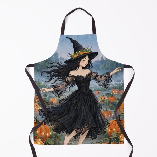Item preview, The Witch and Her Raven Dancing in a Pumpkin Patch designed and sold by DibujandoPorfa.