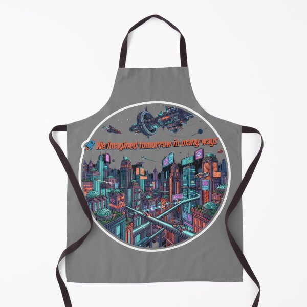 Item preview, Retro Futuristic Metropolis Flying Vehicles Elevated Transit Art designed and sold by KhAIa Reeve Art Studio.