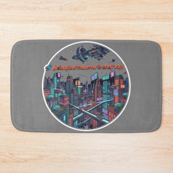 Item preview, Retro Futuristic Metropolis Flying Vehicles Elevated Transit Art designed and sold by KhAIa Reeve Art Studio.