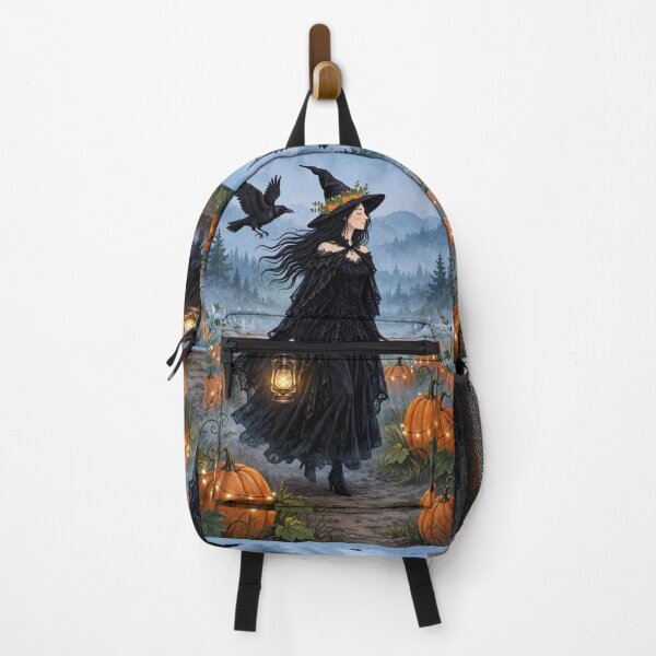 Item preview, The Witch and Her Raven Walking with a Candle Holder designed and sold by DibujandoPorfa.