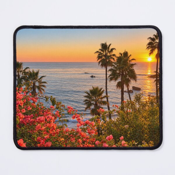 Item preview, Golden Ocean Sunset with Palms and Bougainvillea designed and sold by Kimberly Palmer.