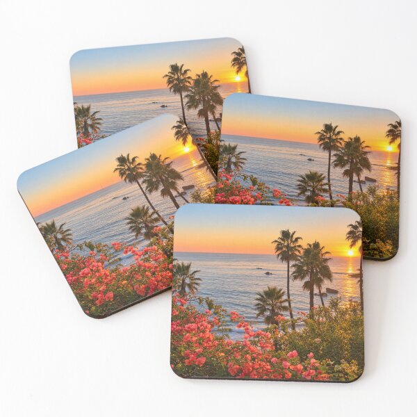 Item preview, Golden Ocean Sunset with Palms and Bougainvillea designed and sold by Kimberly Palmer.