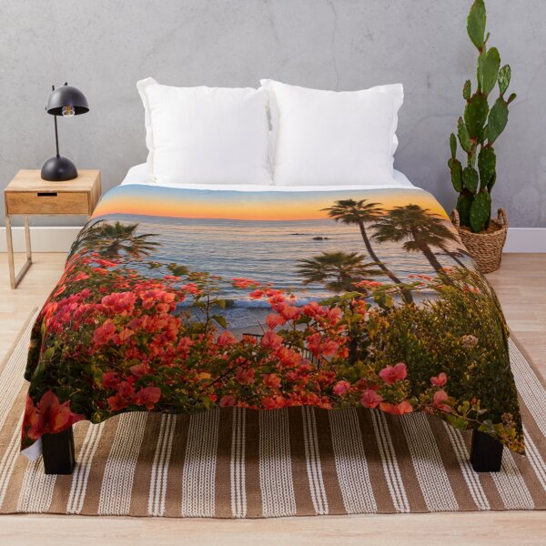 Item preview, Golden Ocean Sunset with Palms and Bougainvillea designed and sold by Kimberly Palmer.