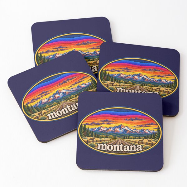 Item preview, Montana Embroidered Sunset Mountain Landscape designed and sold by Swanny's Custom T-shirt and Gift Designs.