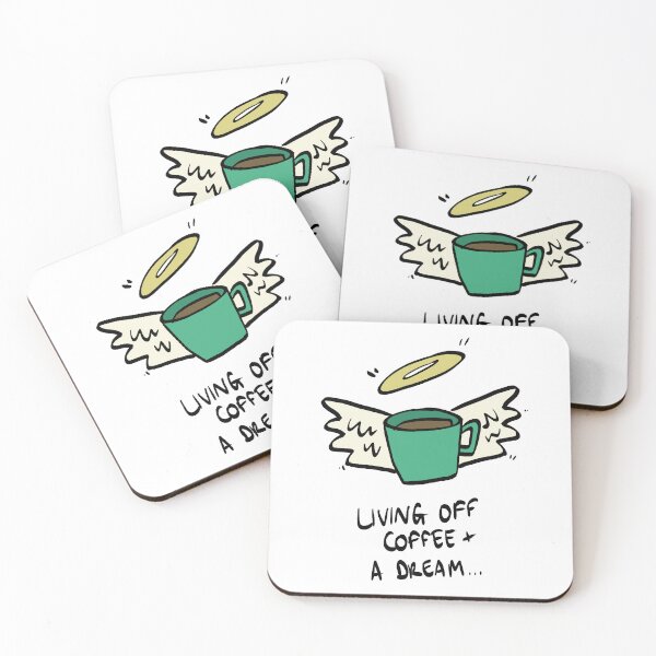 Item preview, Living off coffee and a dream | hand-drawn coffee lover gift designed and sold by QuillPrints.
