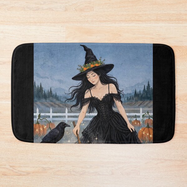 Item preview, The Witch and Her Raven Brewing a Magical Potion in a Cauldron. designed and sold by DibujandoPorfa.