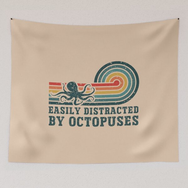 Item preview, Easily Distracted by Octopuses – Retro Vintage Ocean Sunset designed and sold by Dmetalx Art Apparel.