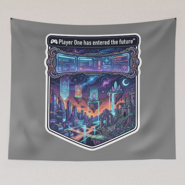 Item preview, Vast Connected Gaming Universe Floating Islands Holographic Path designed and sold by KhAIa Reeve Art Studio.