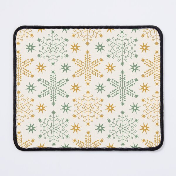 Item preview, Festive Snowflakes Green and Mustard Yellow designed and sold by Pinkdeer Designs.