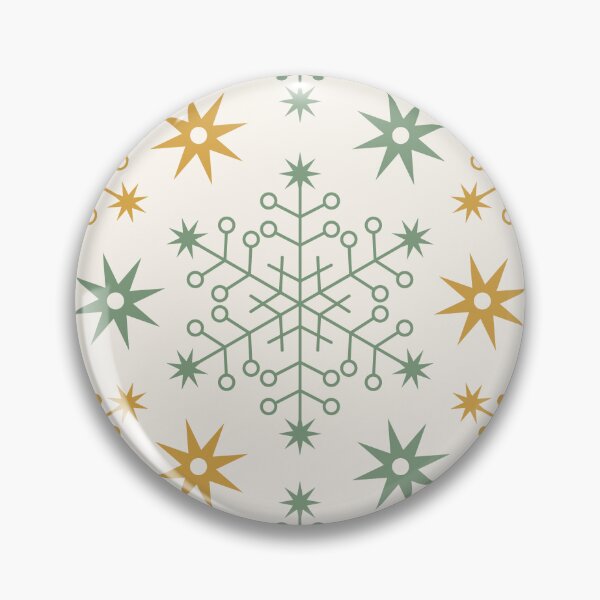 Item preview, Festive Snowflakes Green and Mustard Yellow designed and sold by Pinkdeer Designs.