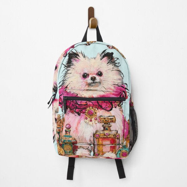 Item preview, Pomeranian in Pink Ruffle Perfume Bottles Glam Dog Illustration designed and sold by joannejgg.