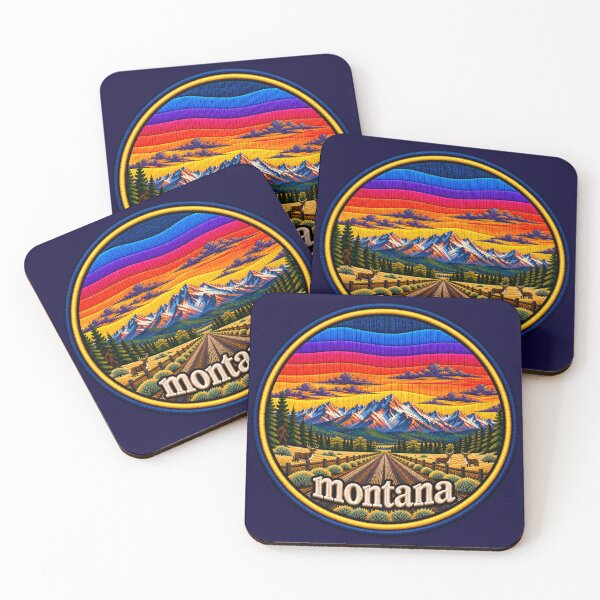 Item preview, Montana Embroidered Sunset Mountain Landscape designed and sold by Swanny's Custom T-shirt and Gift Designs.