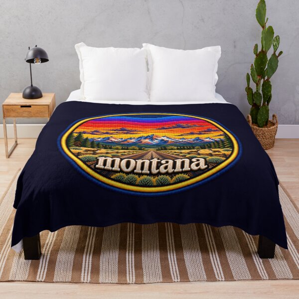 Item preview, Montana Embroidered Sunset Mountain Landscape designed and sold by Swanny's Custom T-shirt and Gift Designs.