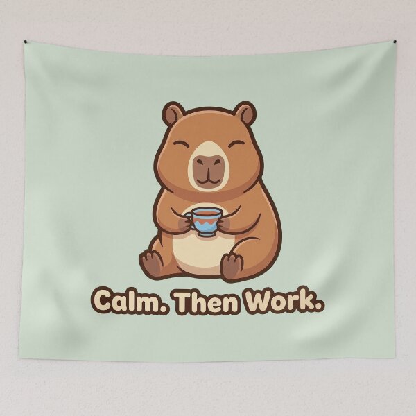 Item preview, Calm Then Work Capybara Tea, Funny Motivation designed and sold by Rariks.
