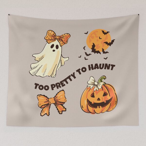Item preview, Too Pretty To Haunt Cute Coquette Ghost Halloween Pumpkin designed and sold by Skryp-art.