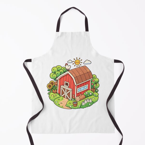 Item preview, Cute Kawaii Red Barn and Farm Animals Aesthetic Illustration designed and sold by mumeaw.