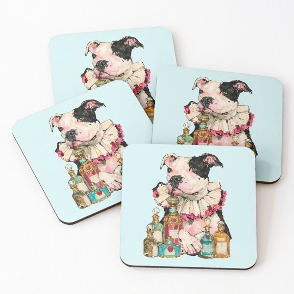 Item preview, Pit bull Dog Portrait Ruffled Collar Perfume Bottles Vintage Glam Painting designed and sold by joannejgg.