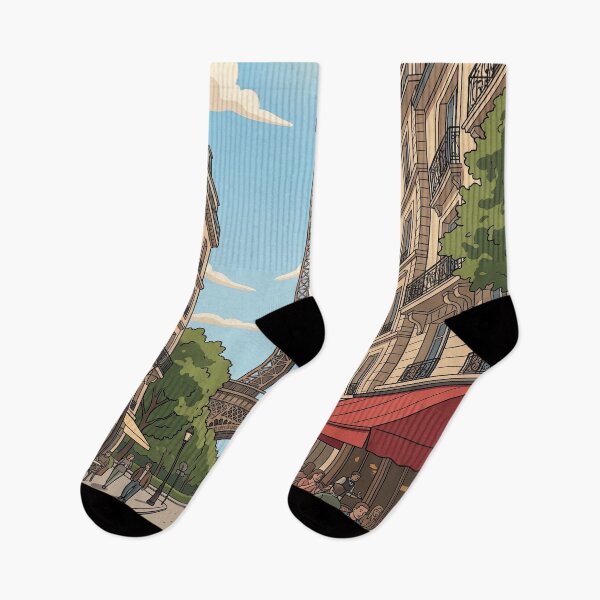 Item preview, Paris Eiffel Tower Street Life Café S- avoir-Vivre – Vintage Retro Travel Illustration designed and sold by strandbar.