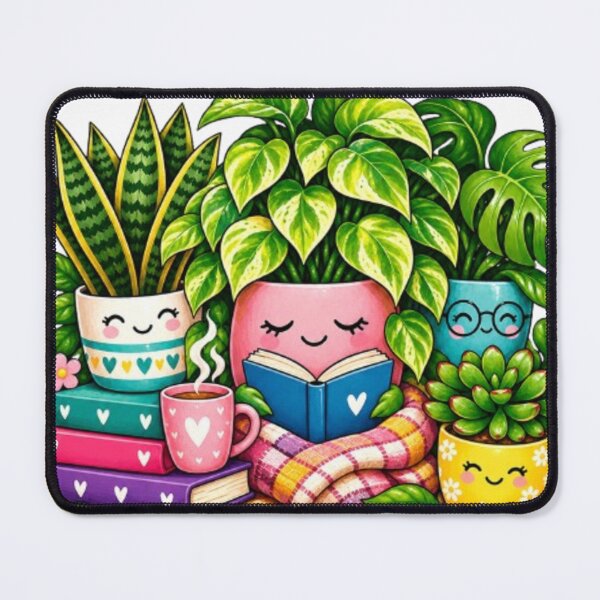 Item preview, Cute Kawaii Houseplants Reading Books with Coffee designed and sold by HopeAndHustle.