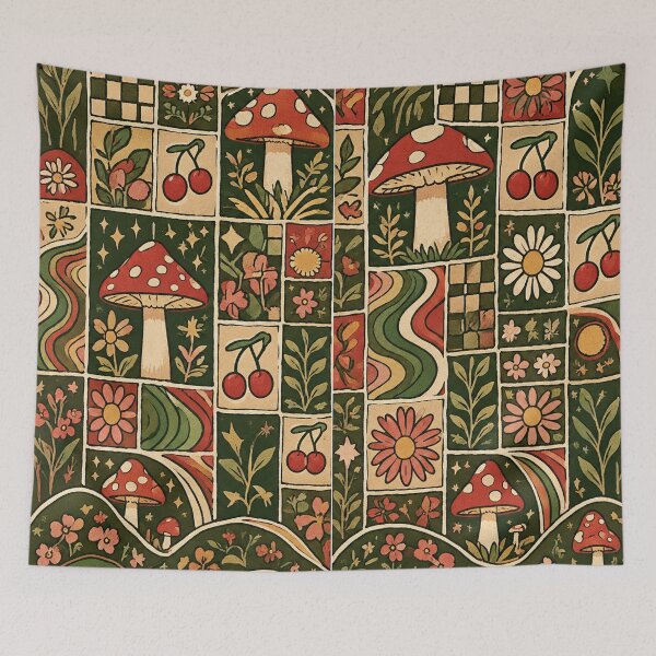Item preview, Forest Picnic Mushroom Cherry Pattern designed and sold by Bawwe.