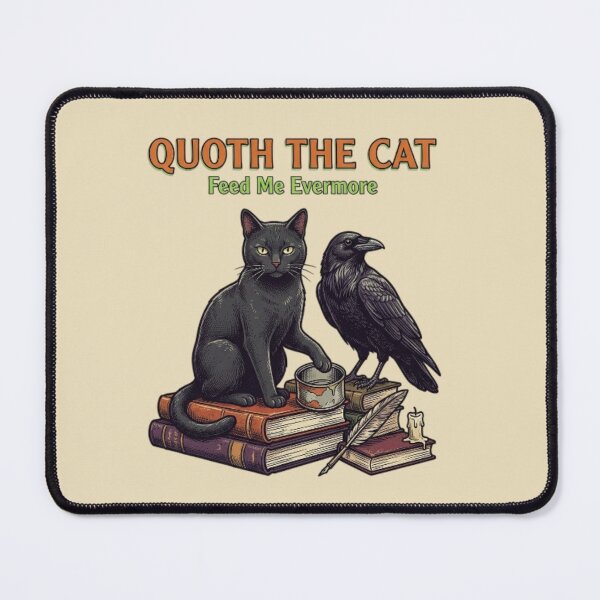 Item preview, Quoth the Cat Feed Me Evermore Edgar Allan Poe Cat Literary Black Cat Gift Gothic Book Lover Cat designed and sold by FurRealStudioCo.