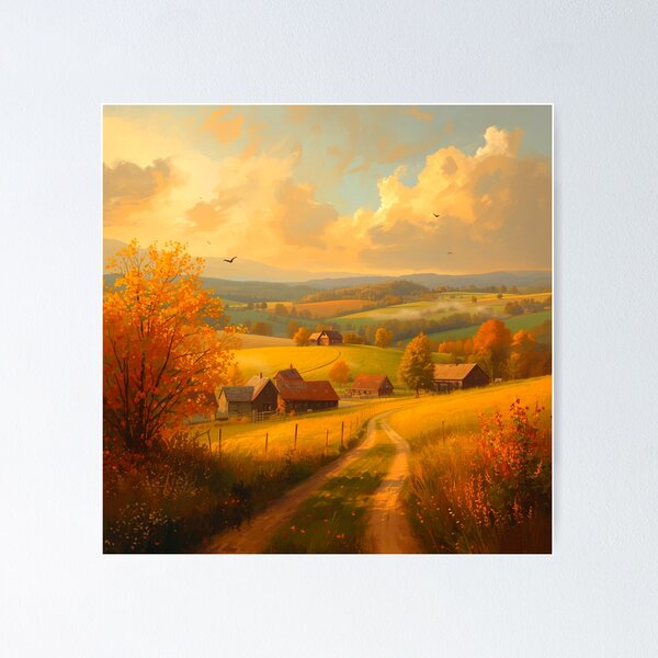 Item preview, aesthetic Autumn Countryside Landscape Art | Rustic Fall Scenery Decor designed and sold by Specialdesign10.