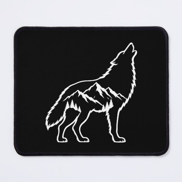Item preview, Negative Space Wolf Mountain Silhouette Minimalist Line Art designed and sold by DesignsDominus.