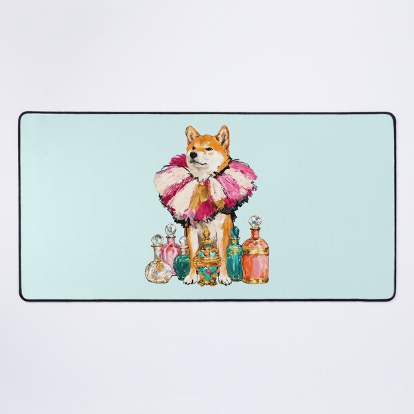 Item preview, Shiba Inu Perfume Bottles Pink Ruffle Glam Painting designed and sold by joannejgg.